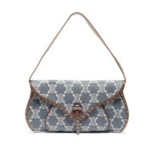 Celine Macadam Denim Hobo Shoulder Bag Navy Blue